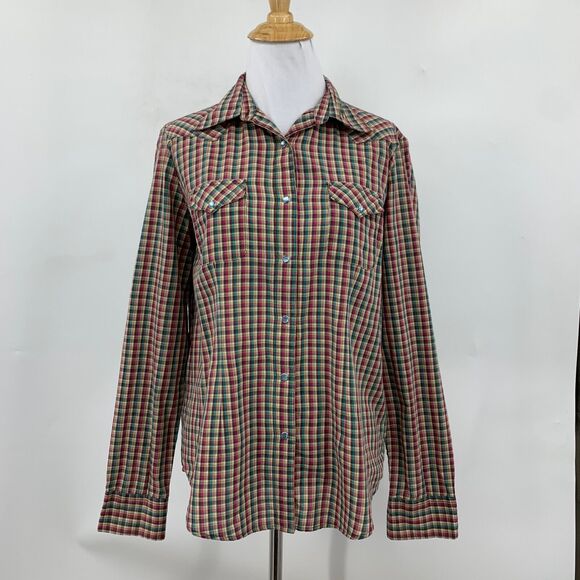 Wrangler Shirt Womens S Small Plaid As Real As Pearl Snap Button Western Pocket - Picture 2 of 13